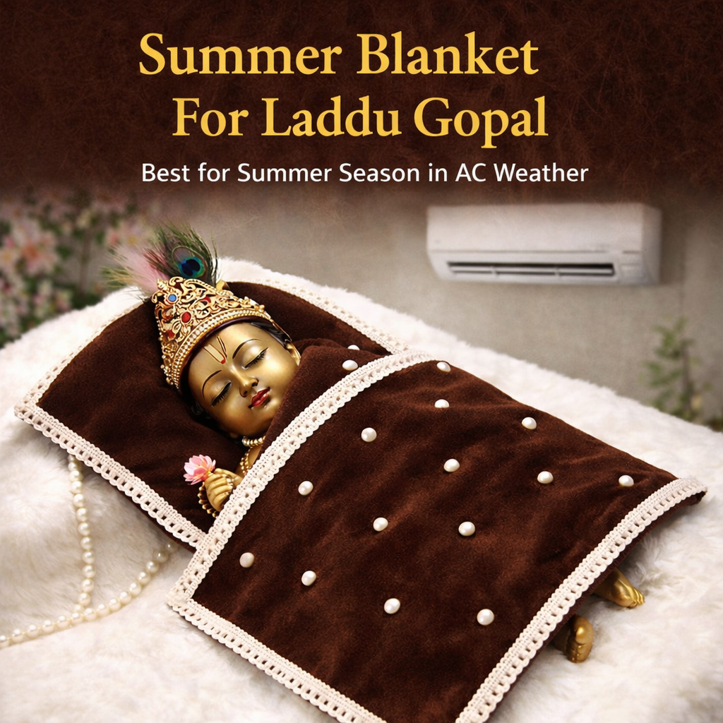 Laddu Gopal Ji Soft Velvet AC Blanket for Summer Season | 10 x 10 Inch