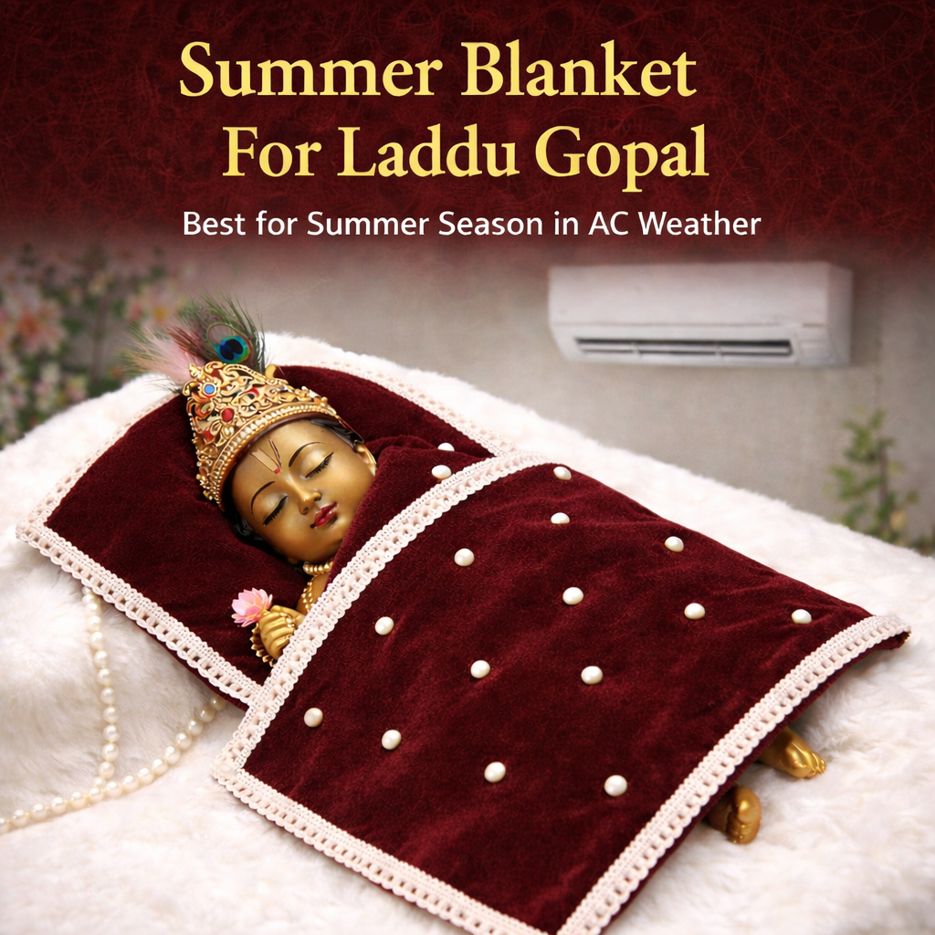 Laddu Gopal Ji Soft Velvet AC Blanket for Summer Season | 10 x 10 Inch