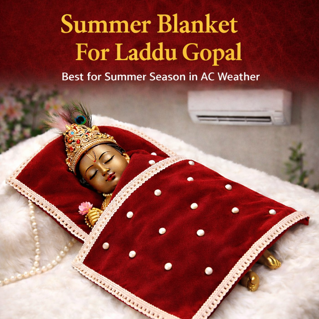 Laddu Gopal Ji Soft Velvet AC Blanket for Summer Season | 10 x 10 Inch