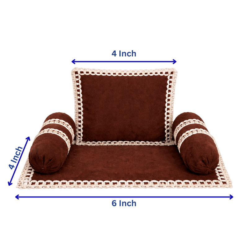 Laddu Gopal Gadi Takiya Set | Soft Gadi | 1 Cushion | 2 Pillow I 5 DIFFERENT COLORS