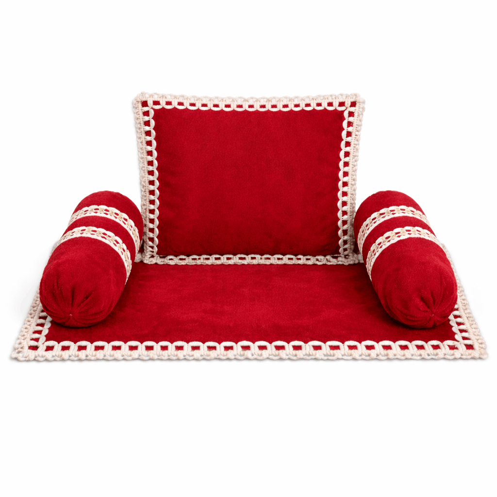 Laddu Gopal Gadi Takiya Set | Soft Gadi | 1 Cushion | 2 Pillow I 5 DIFFERENT COLORS