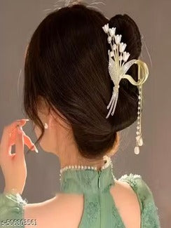 Elegant Pearl Tassel Hair Bun Juda Pin for Women & Girls