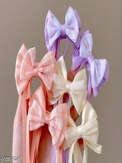 Pastel Bow Hair Clip with Long Ribbon Tails