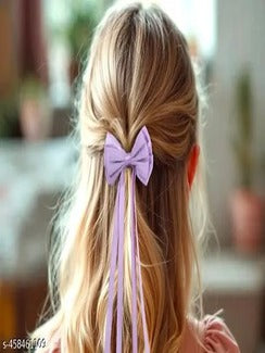 Pastel Bow Hair Clip with Long Ribbon Tails